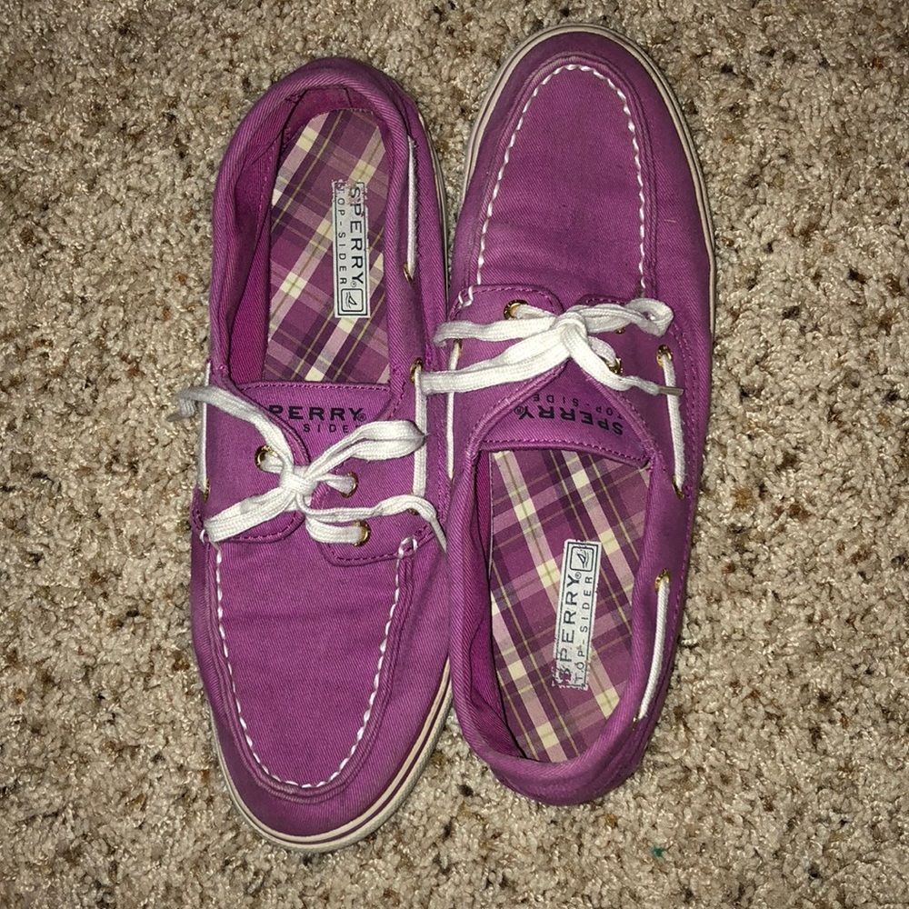 Purple Sperry topsiders